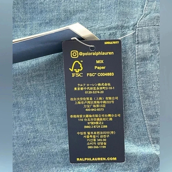 Polo Ralph Lauren 100% Cotton Chambray Square Neck/Back Tank Girls Size 16 - Picture 9 of 10